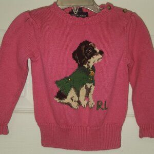RALPH LAUREN DOG SWEATER 18M PINK